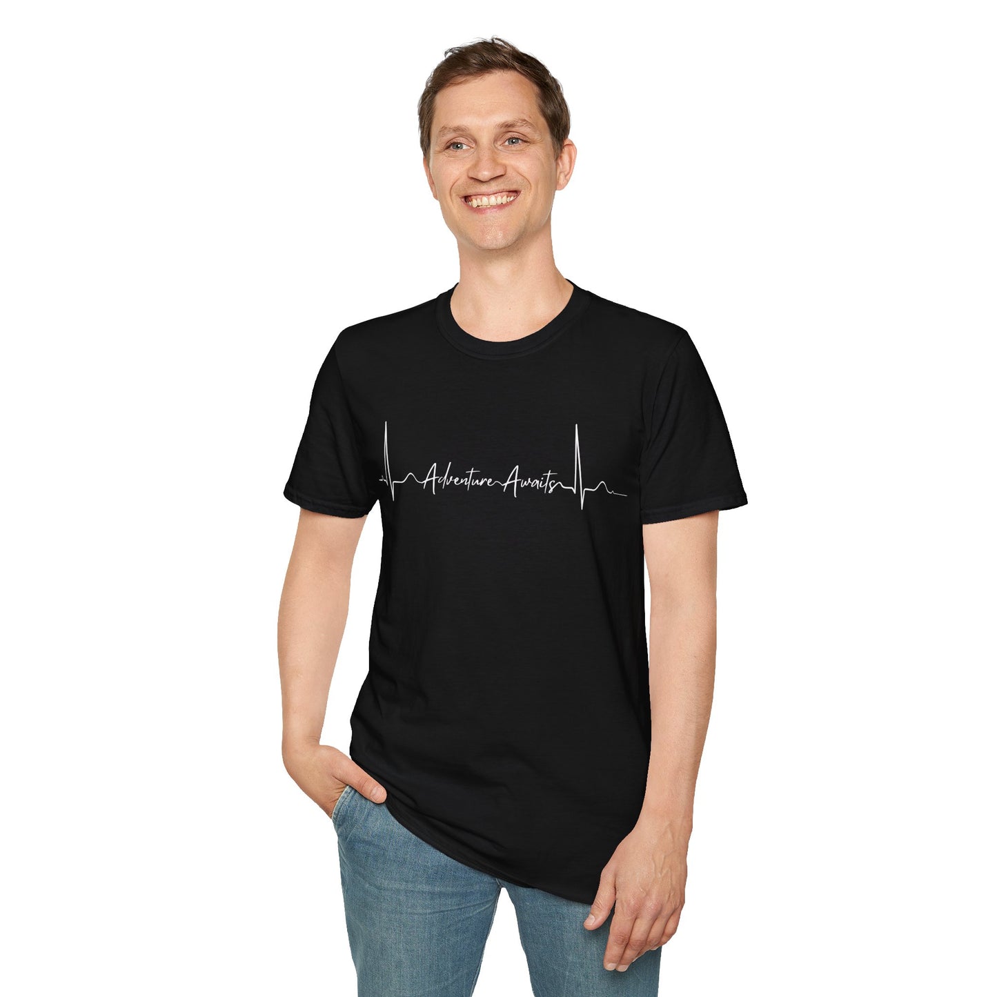 Heartbeat Adventure Awaits Unisex Softstyle T-Shirt