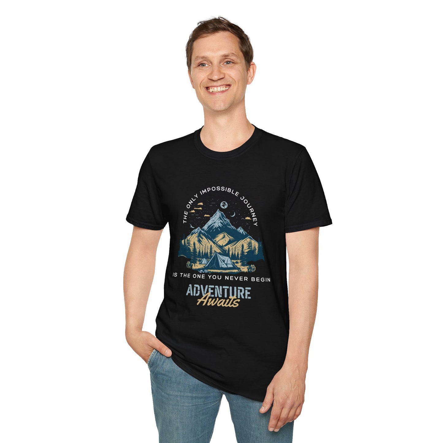Adventure Awaits Unisex T-Shirt - The only impossible journey is the one you never begin