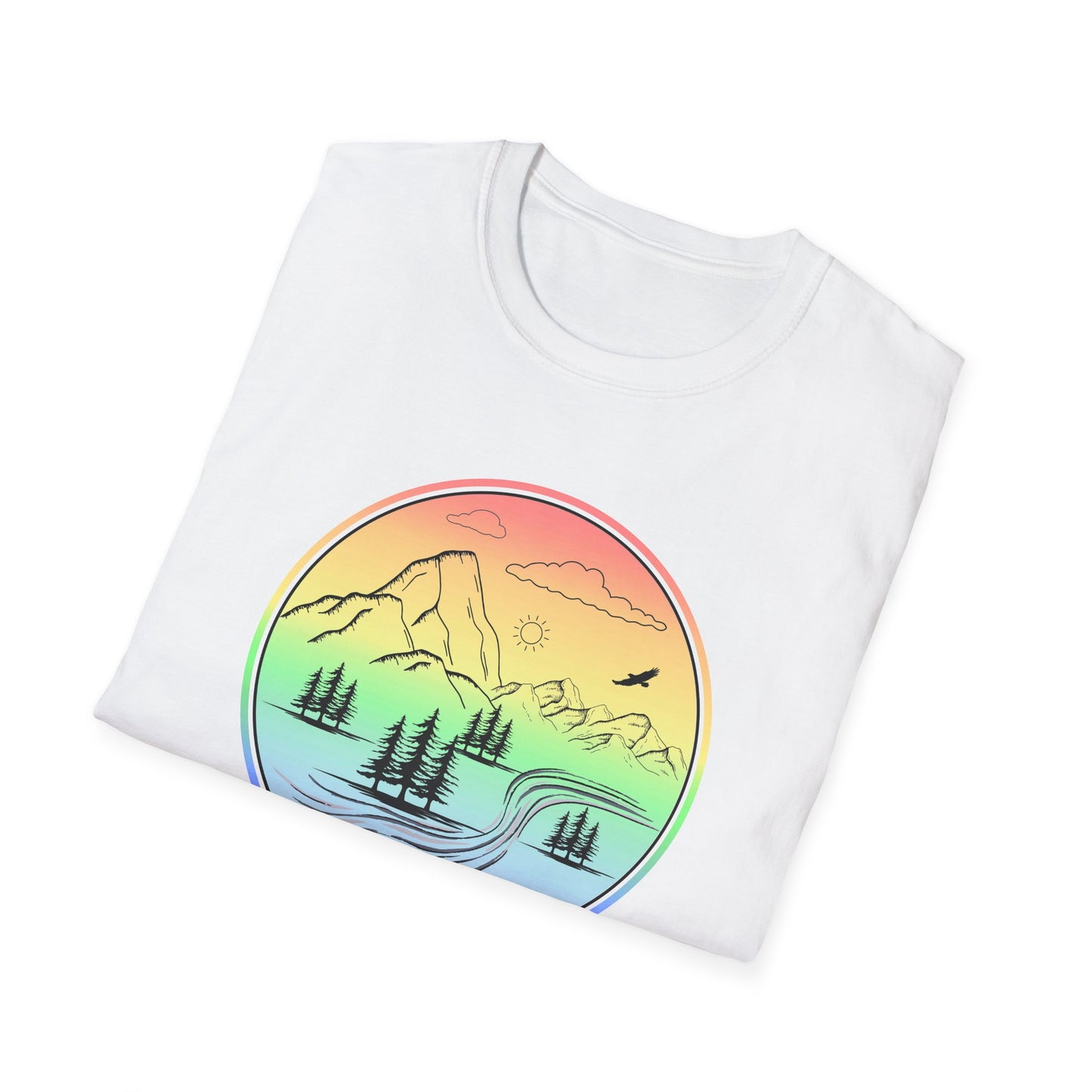 Colour Mountain Scene Unisex Softstyle T-Shirt
