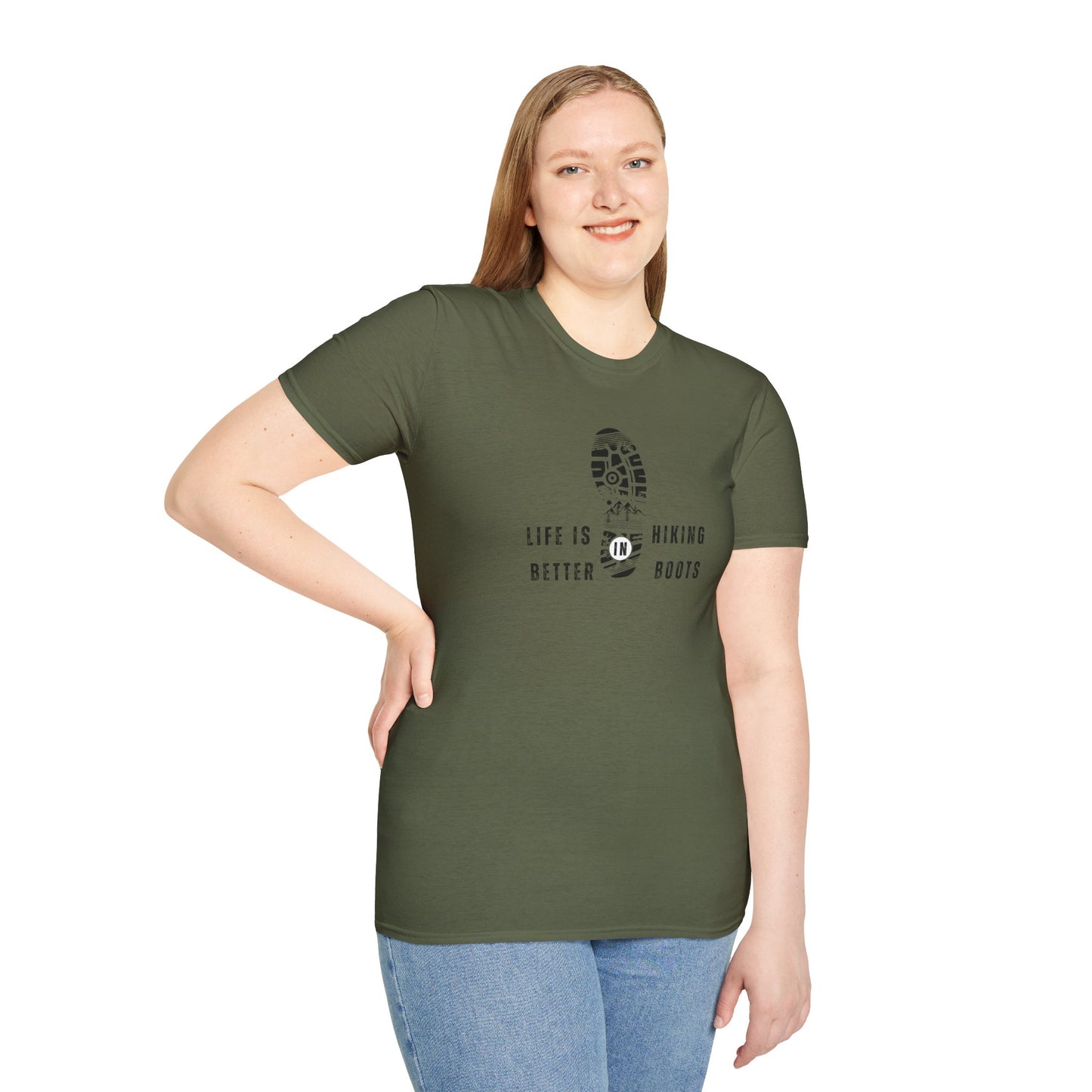 Hiking Unisex Softstyle T-Shirt: Life is Better with Hiking Boots