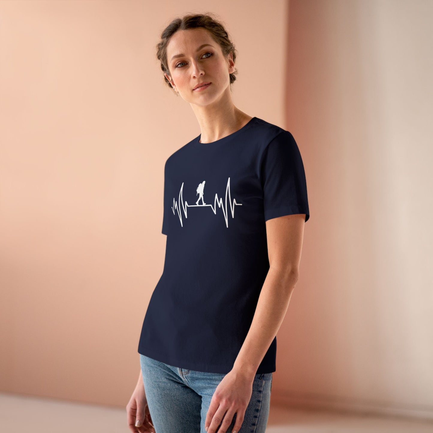 Hiker Mountain Heartbeat Women's Cotton T-shirt
