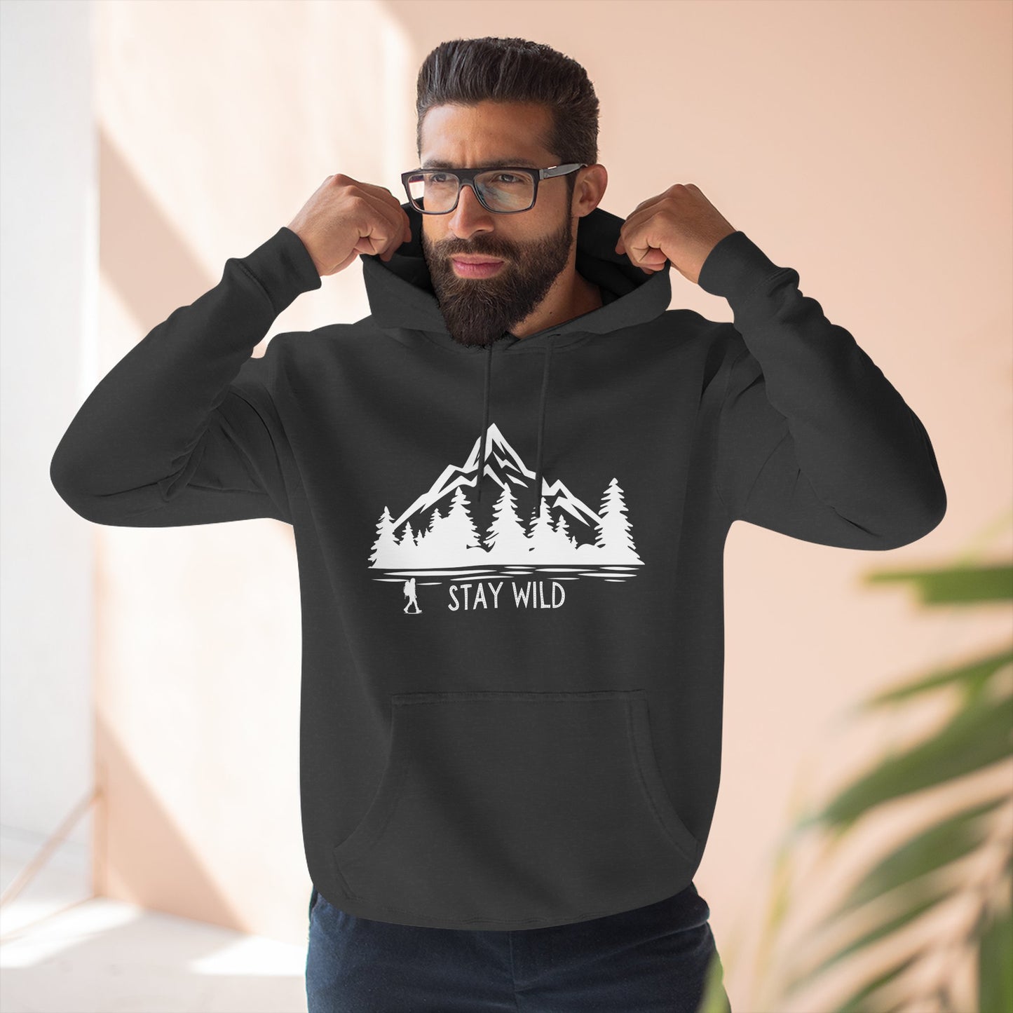 Stay Wild - Fleece Hoodie - Perfect for Outdoor Adventures, Gifts for Nature Lovers, Casual Wear, Winter Wardrobe