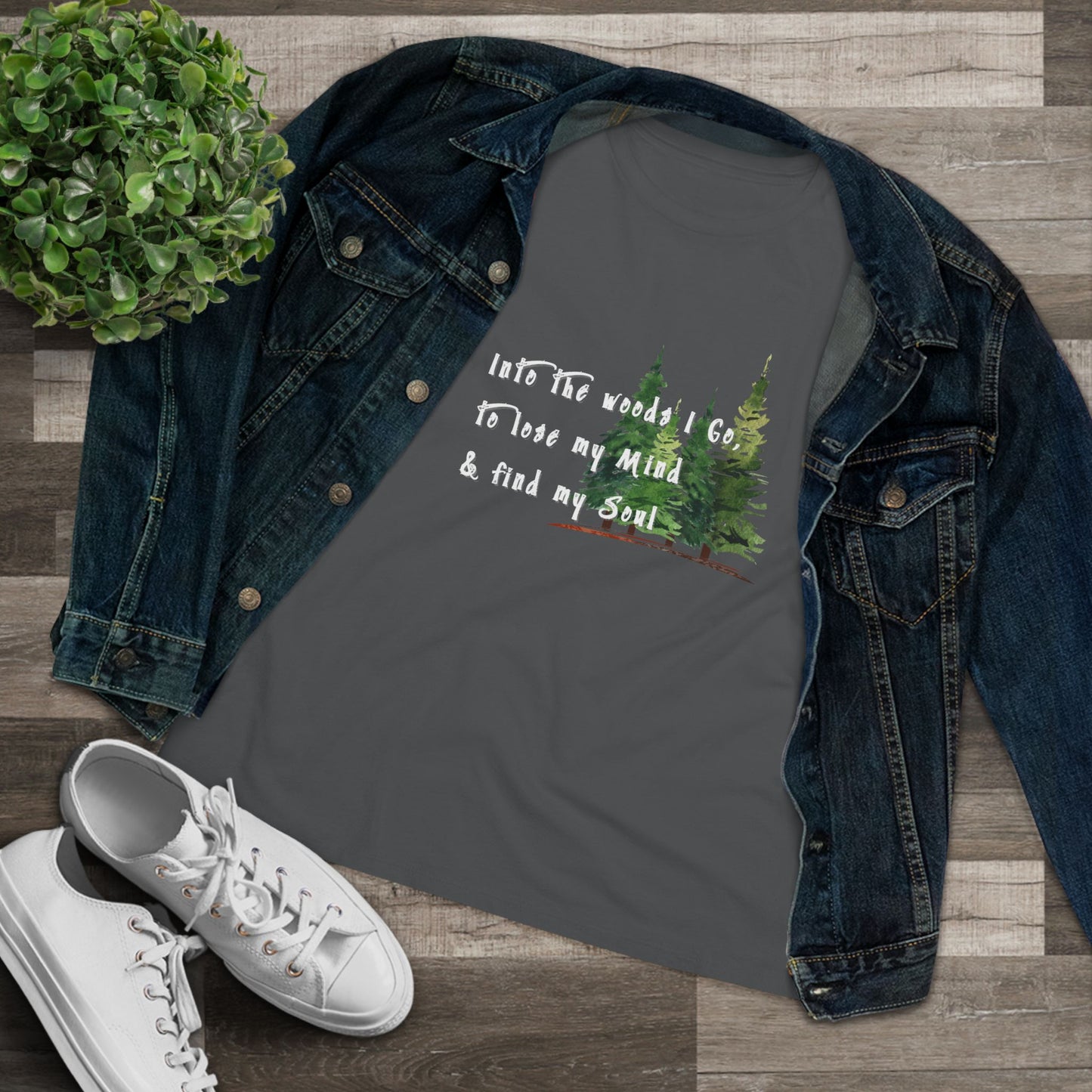 Into the Woods I Go Nature Lover Cotton T-shirt, Forest Adventure Cotton Shirt, Into the Woods Quote Top, Women's Graphic T-Shirt