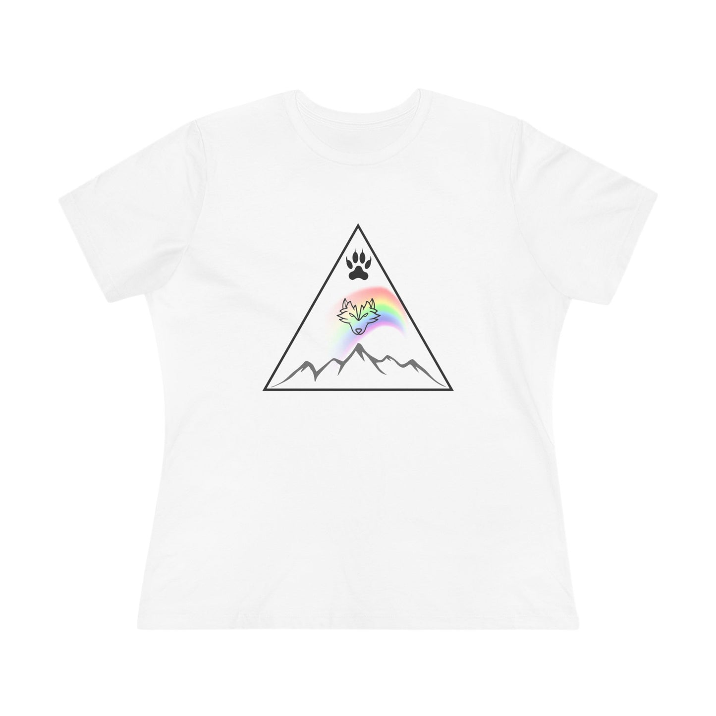 Mountain Rainbow Wolf Women's Cotton Tee