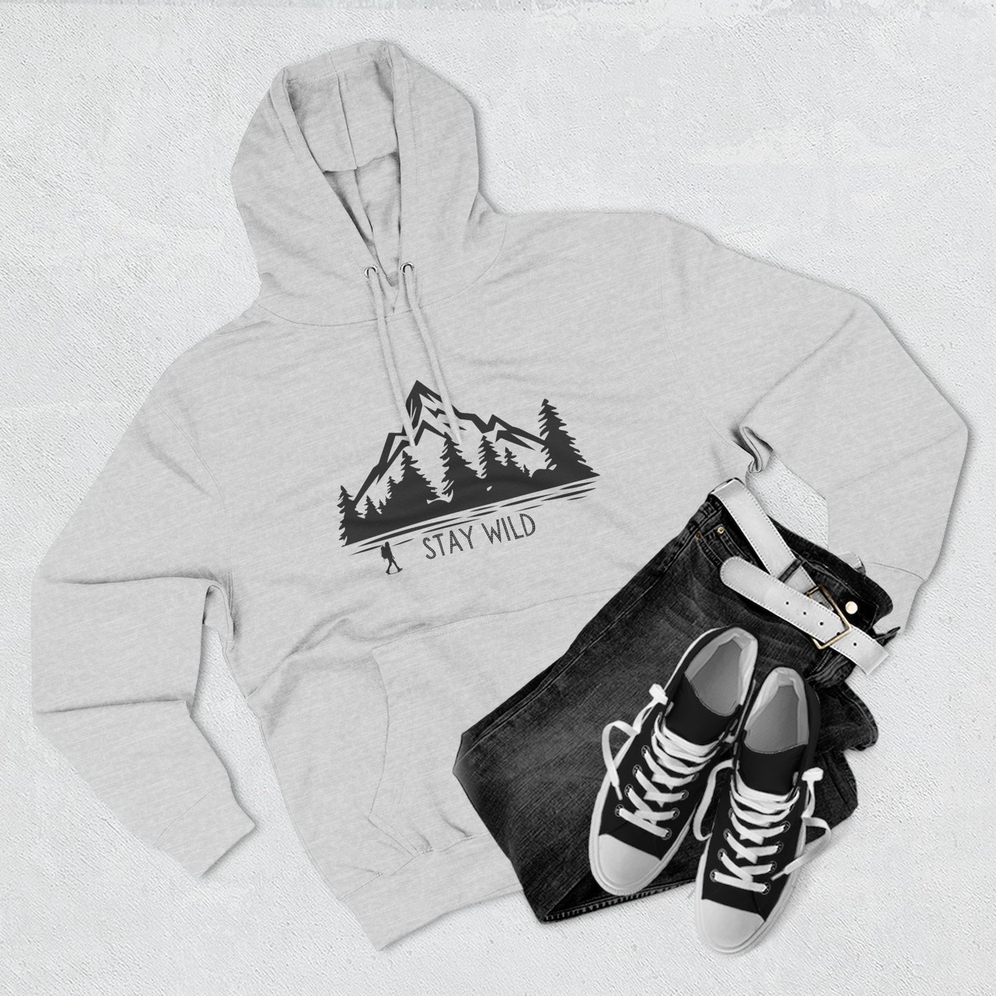 Stay Wild - Fleece Hoodie - Perfect for Outdoor Adventures, Gifts for Nature Lovers, Casual Wear, Winter Wardrobe