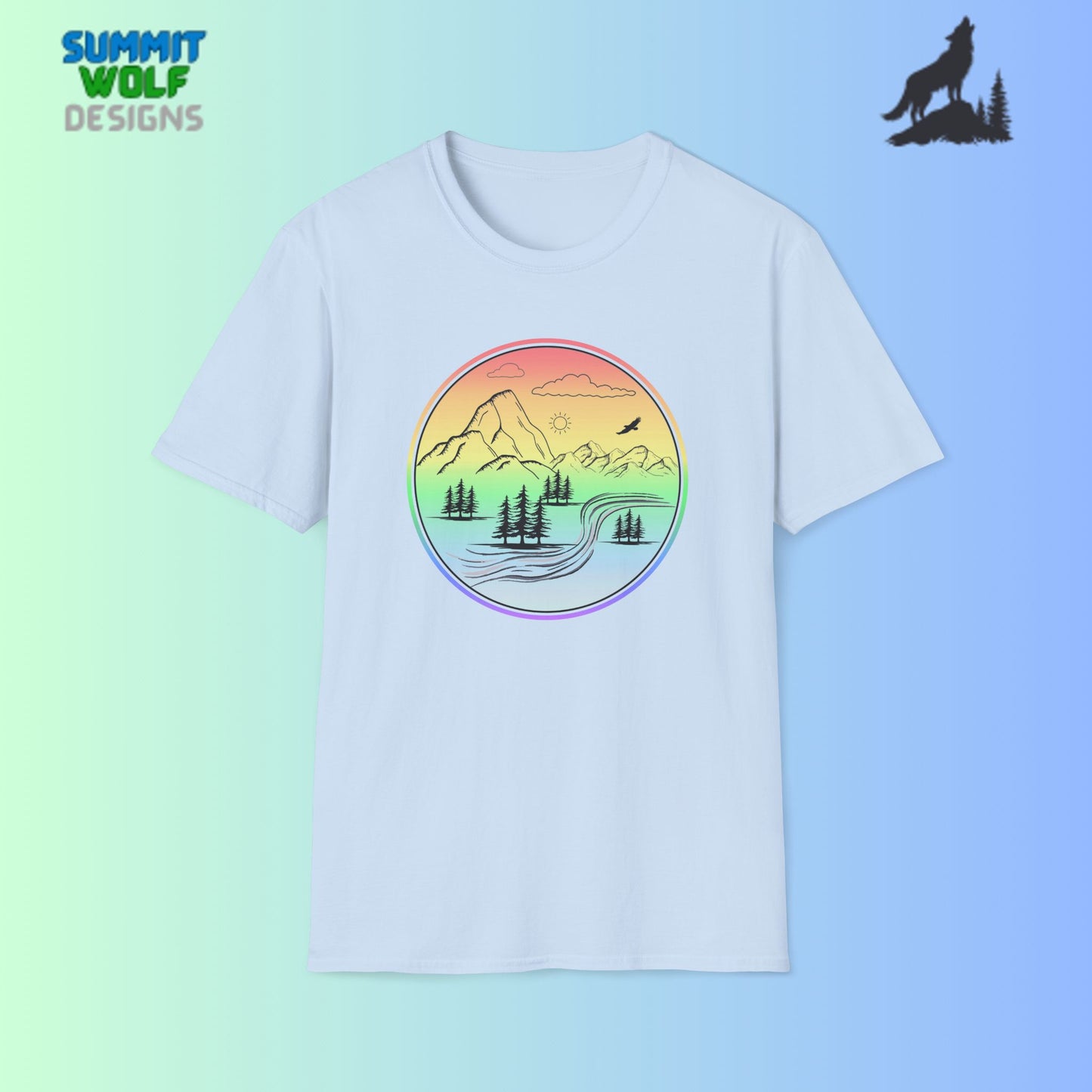 Colour Mountain Scene Unisex Softstyle T-Shirt