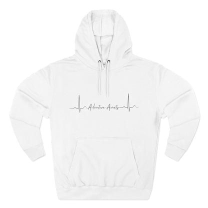 Heartbeat Adventure Awaits Fleece Hoodie - Perfect for Outdoor Adventures, Gifts for Nature Lovers, Casual Wear, Winter Wardrobe