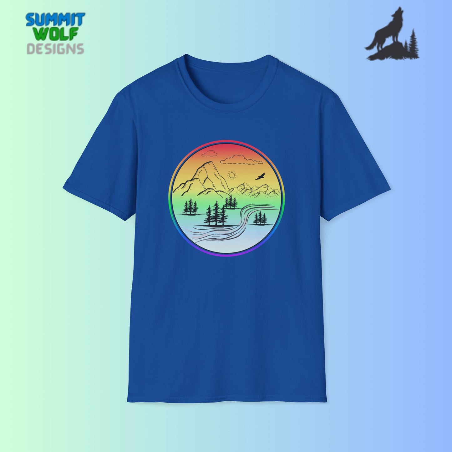 Colour Mountain Scene Unisex Softstyle T-Shirt