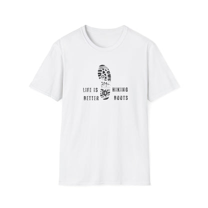 Hiking Unisex Softstyle T-Shirt: Life is Better with Hiking Boots