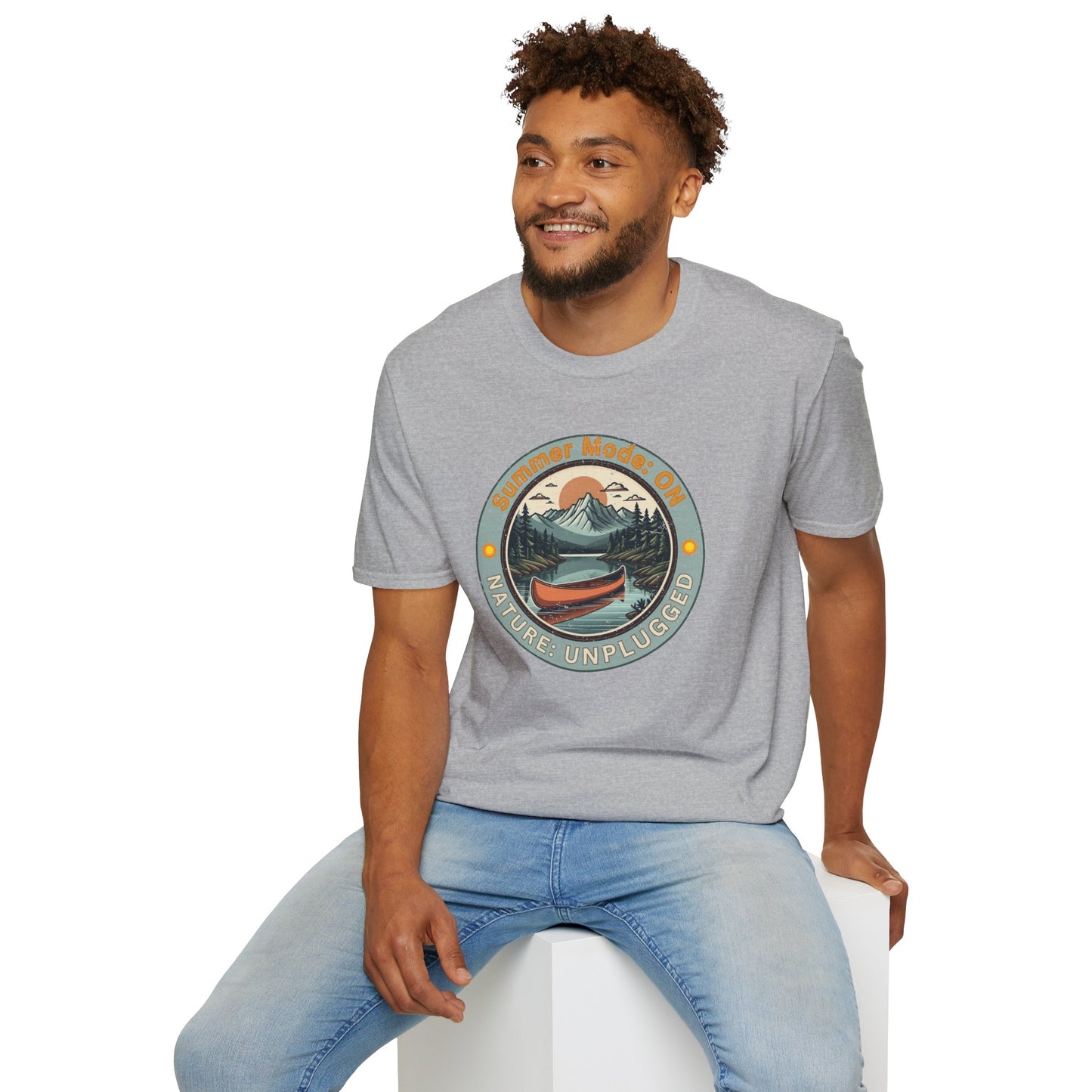 Summer Mode On, Nature Unplugged Unisex Softstyle T-Shirt