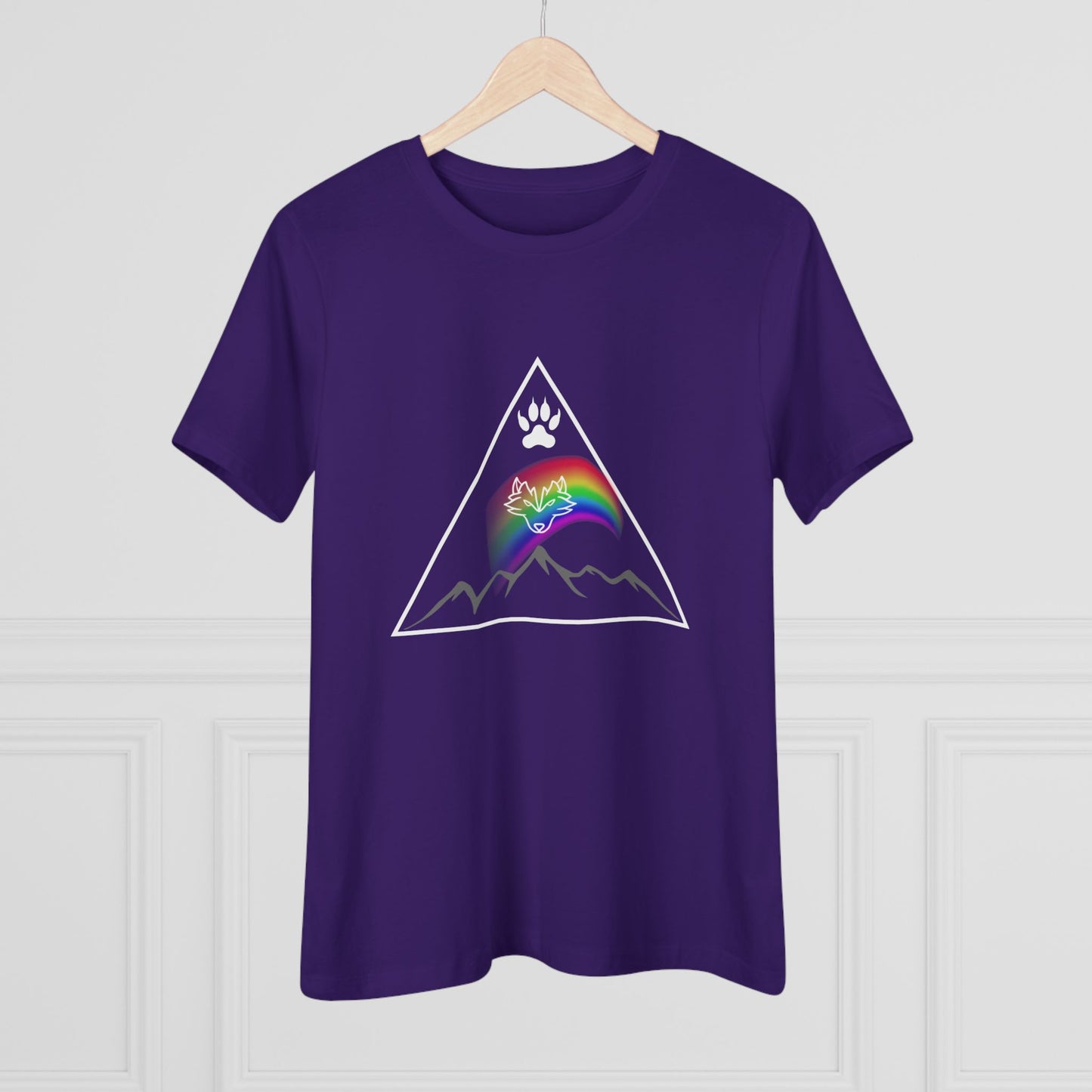 Mountain Rainbow Wolf Women's Cotton Tee