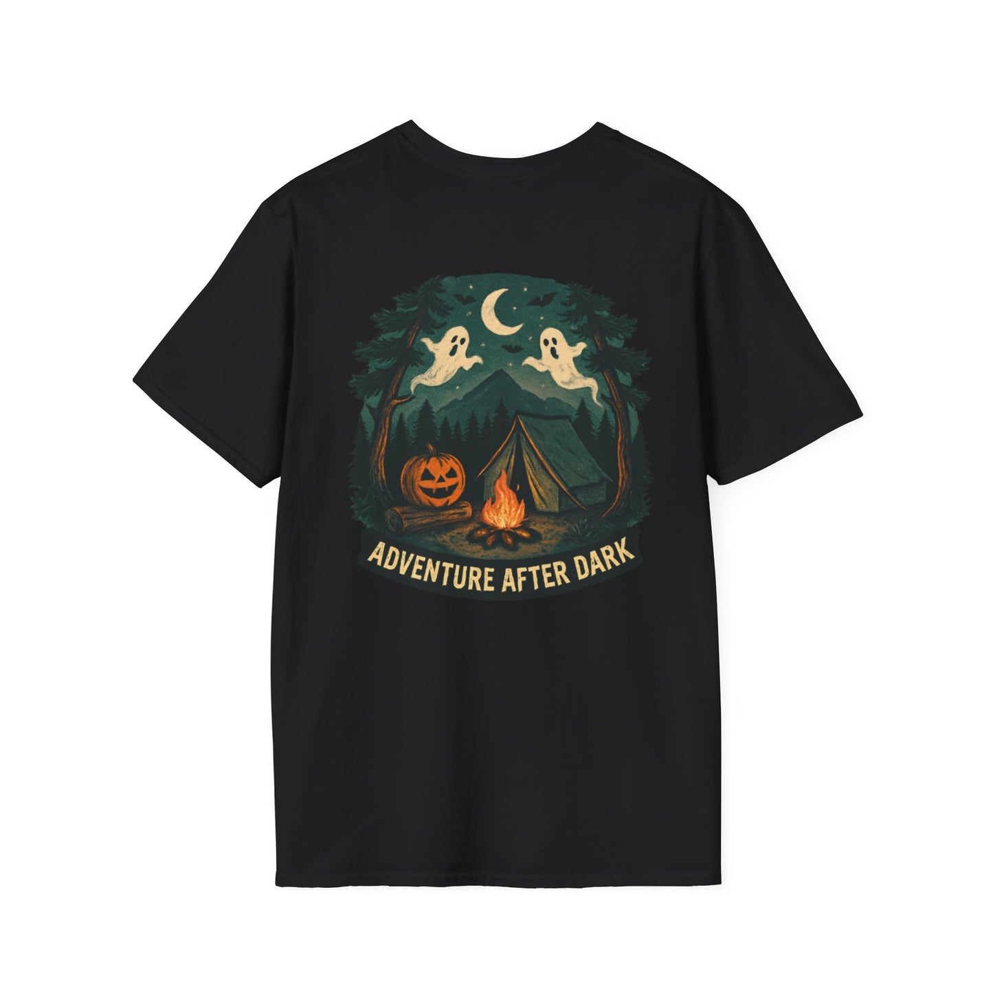 Halloween Adventure T-Shirt, Unisex Softstyle Tee, Spooky Campfire Shirt, Ghosts & Halloween Vibe, Perfect for Fall Celebrations, [...]