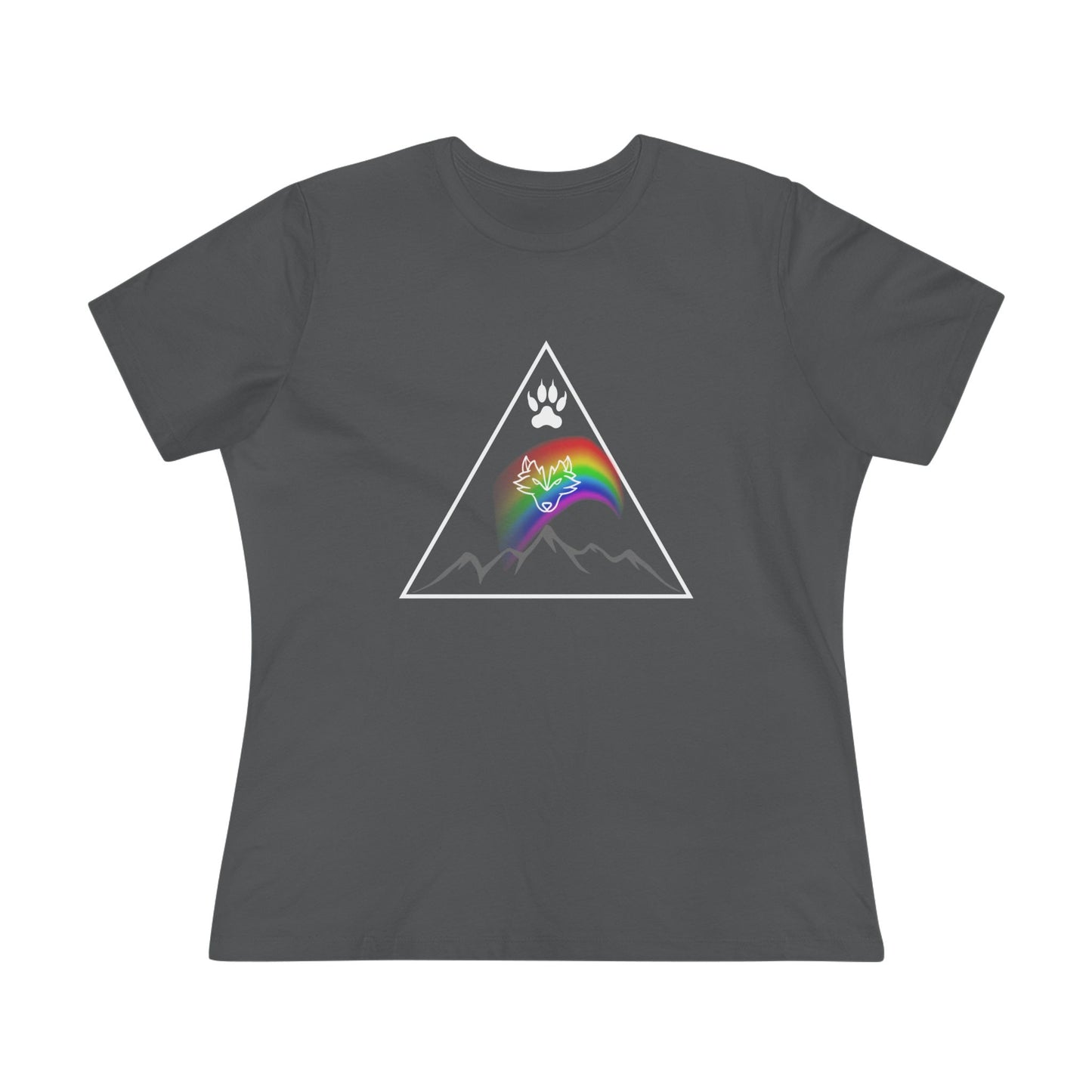 Mountain Rainbow Wolf Women's Cotton Tee