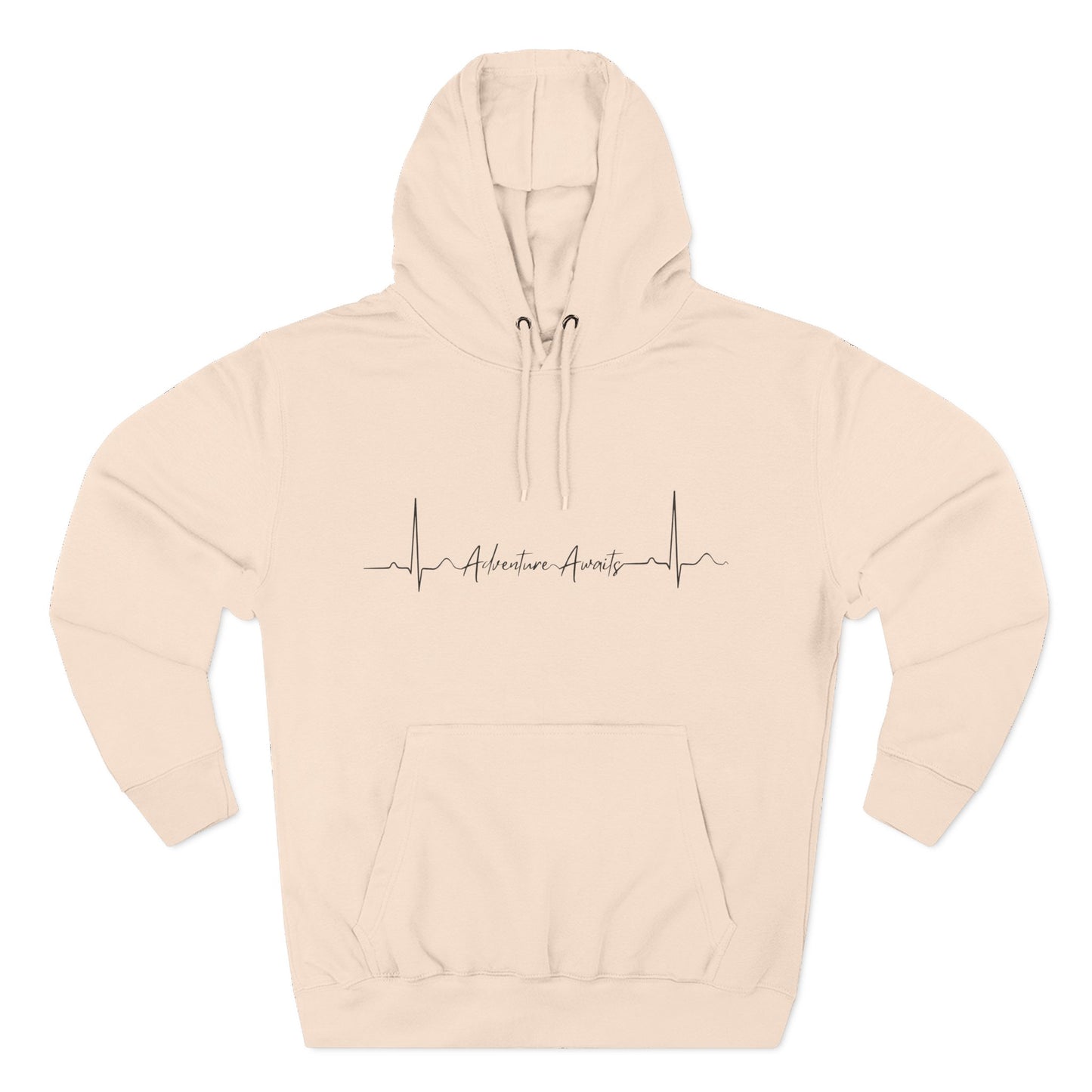 Heartbeat Adventure Awaits Fleece Hoodie - Perfect for Outdoor Adventures, Gifts for Nature Lovers, Casual Wear, Winter Wardrobe