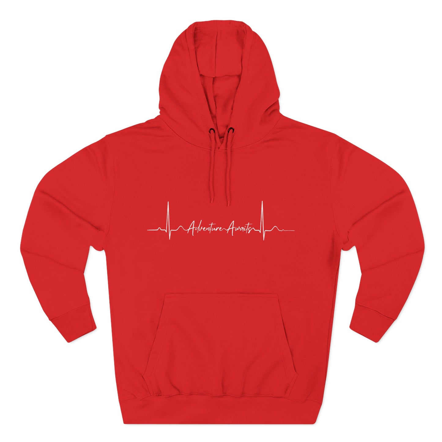 Heartbeat Adventure Awaits Fleece Hoodie - Perfect for Outdoor Adventures, Gifts for Nature Lovers, Casual Wear, Winter Wardrobe