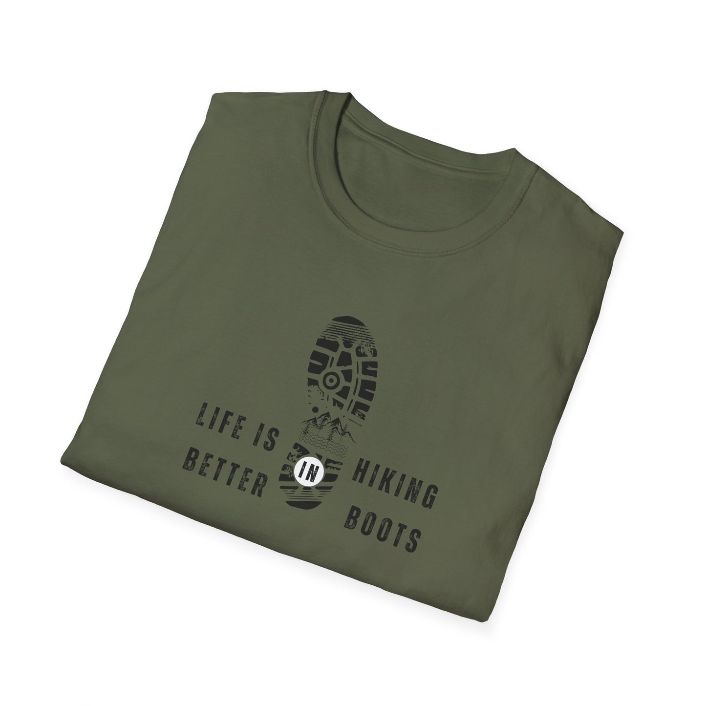 Hiking Unisex Softstyle T-Shirt: Life is Better with Hiking Boots