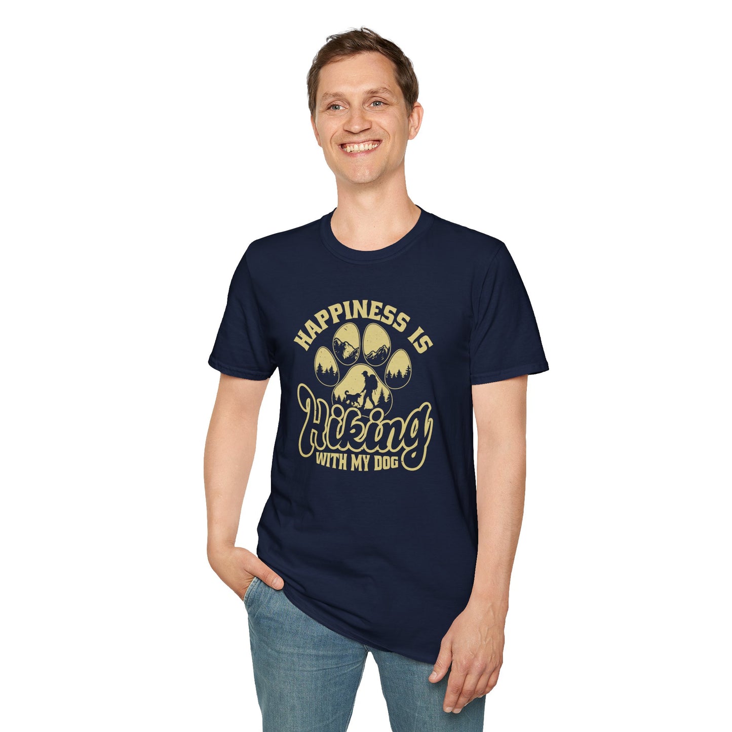 Hiking with My Dog Unisex Softstyle T-Shirt