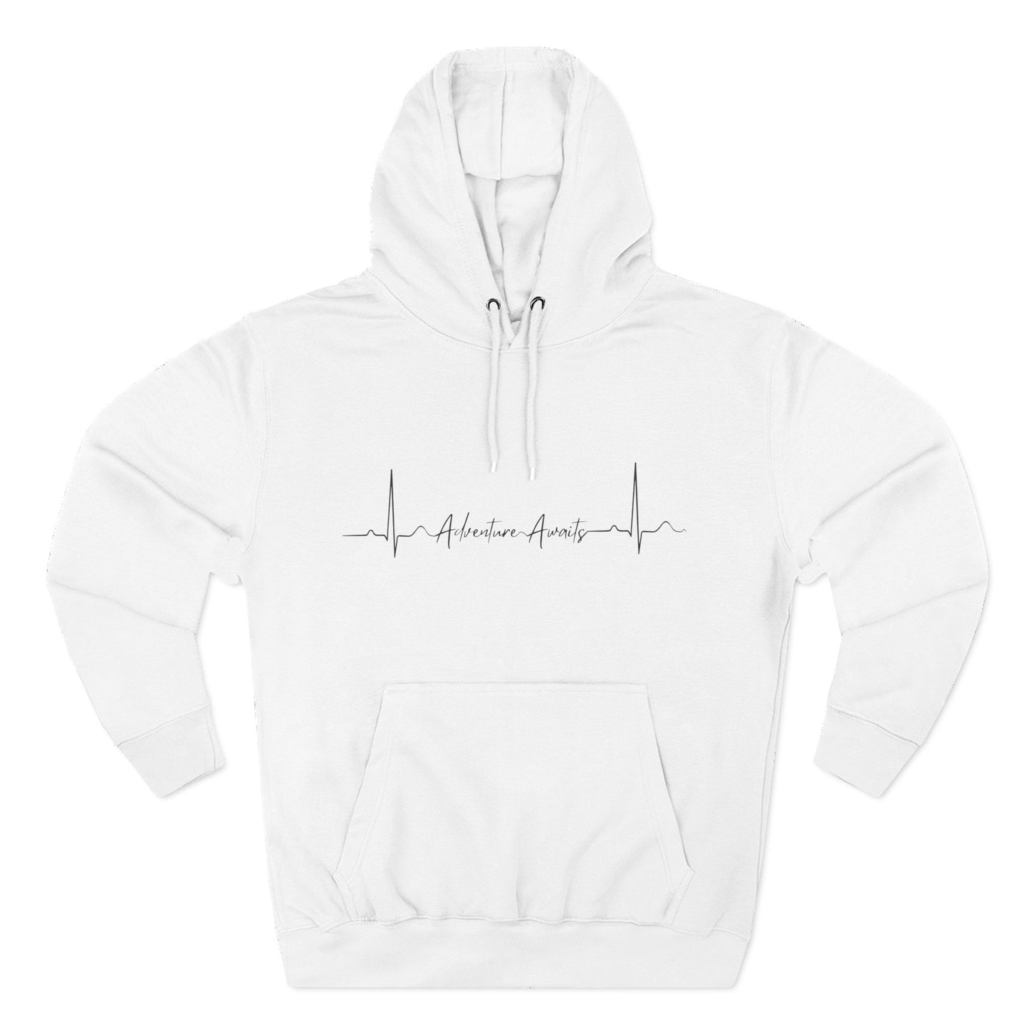 Heartbeat Adventure Awaits Fleece Hoodie - Perfect for Outdoor Adventures, Gifts for Nature Lovers, Casual Wear, Winter Wardrobe
