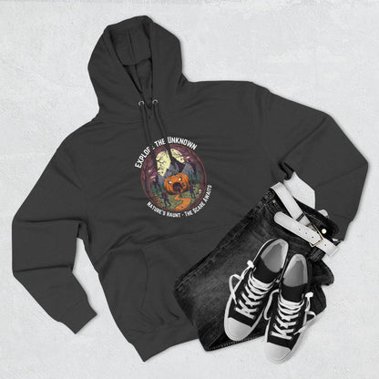 Nature's Haunt Halloween Fleece Hoodie, Cozy Sweatshirt, Adventure Apparel, Gift for Explorers, Unisex Hoodie