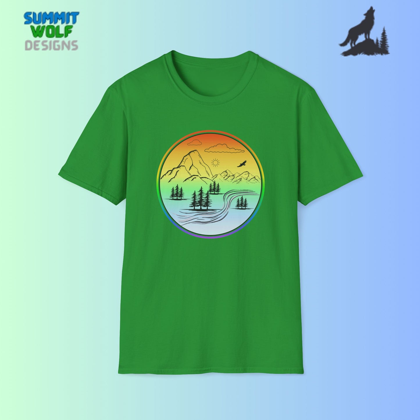 Colour Mountain Scene Unisex Softstyle T-Shirt