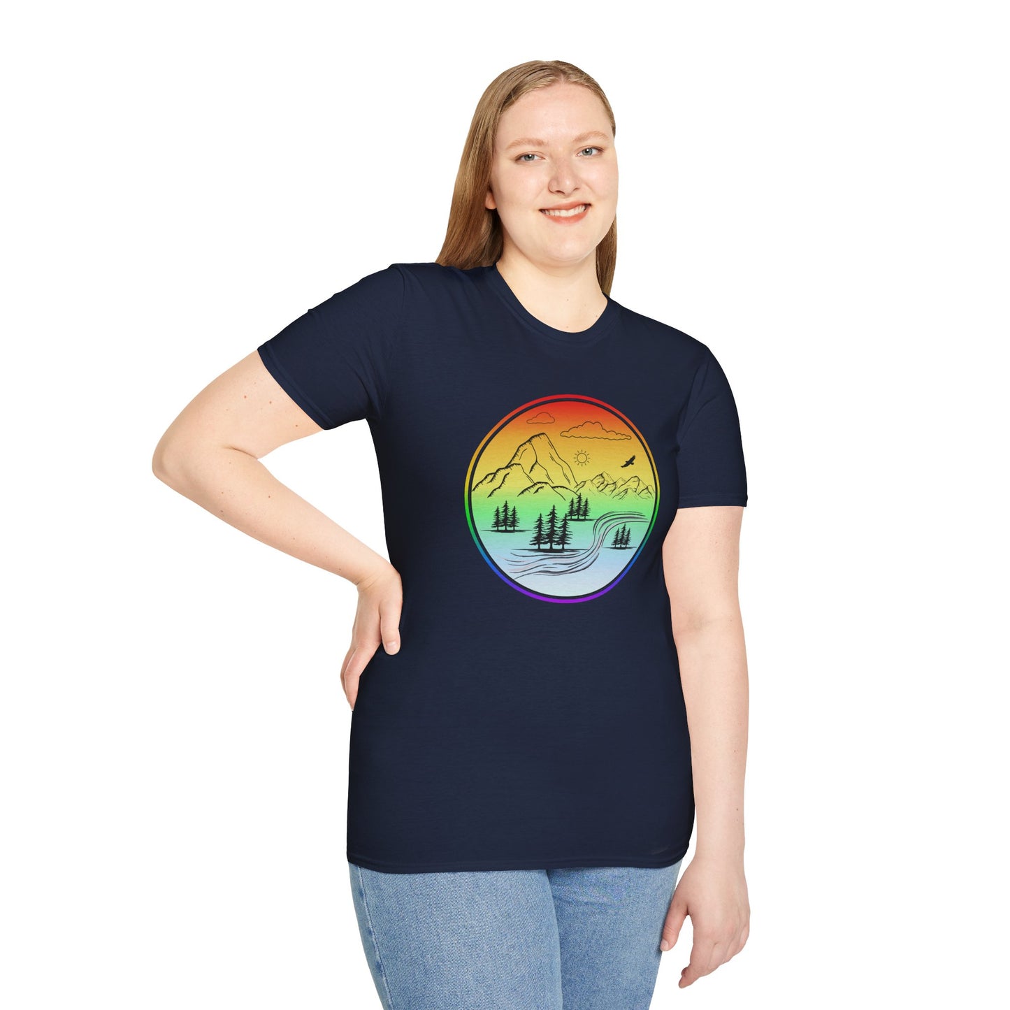 Colour Mountain Scene Unisex Softstyle T-Shirt