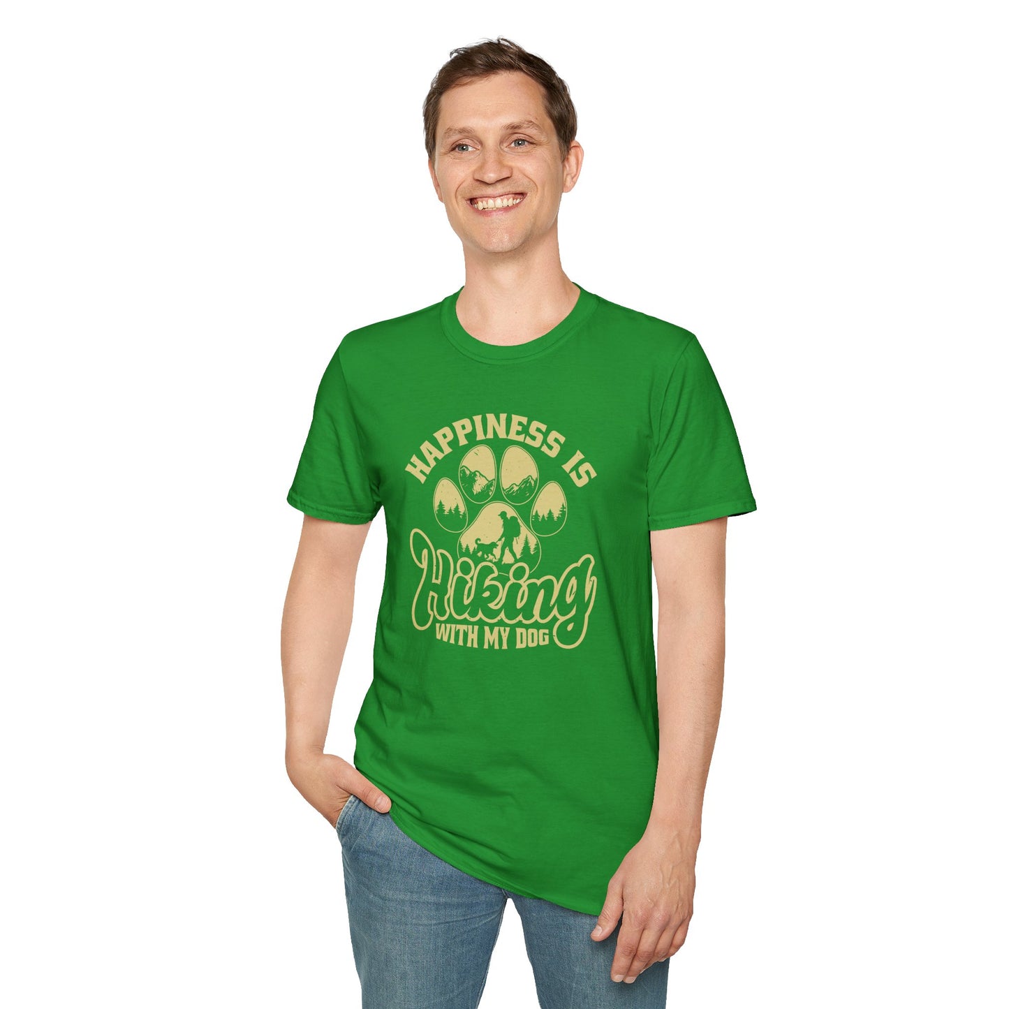 Hiking with My Dog Unisex Softstyle T-Shirt