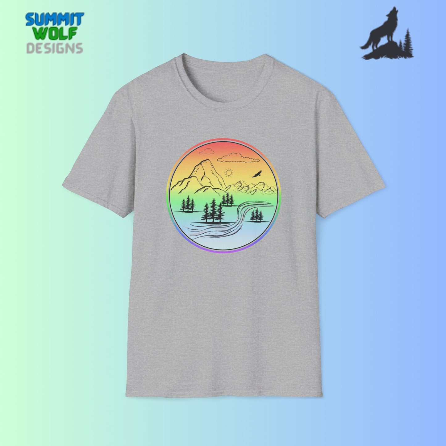 Colour Mountain Scene Unisex Softstyle T-Shirt