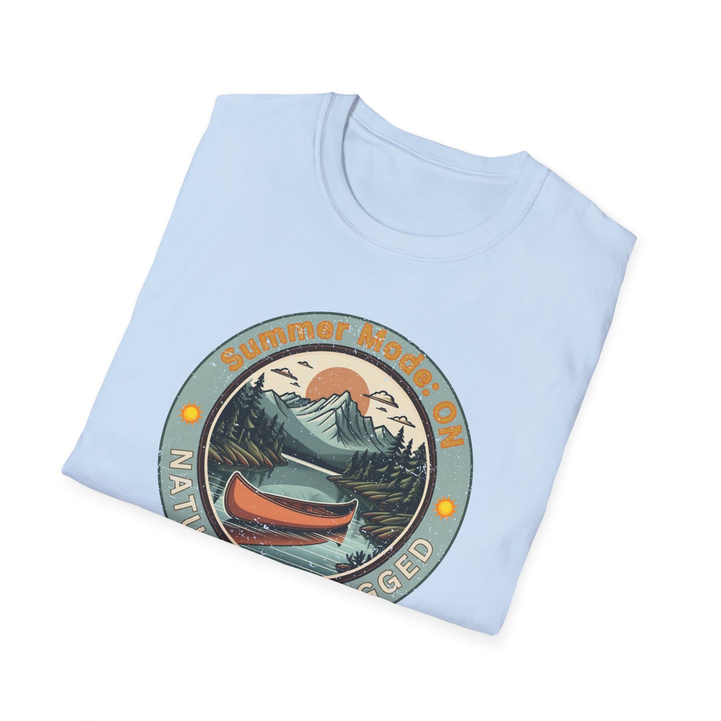 Summer Mode On, Nature Unplugged Unisex Softstyle T-Shirt