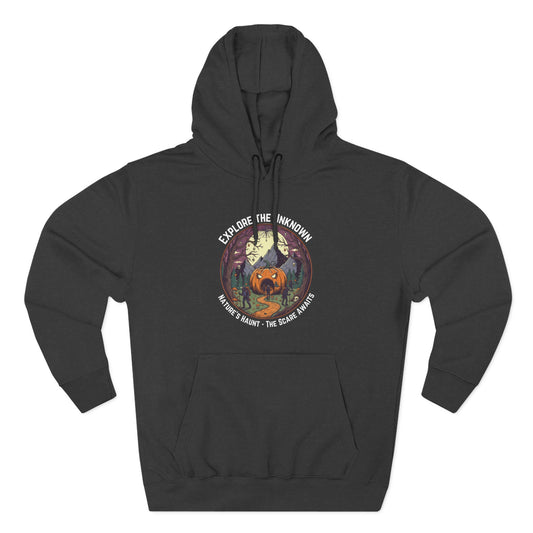 Nature's Haunt Halloween Fleece Hoodie, Cozy Sweatshirt, Adventure Apparel, Gift for Explorers, Unisex Hoodie