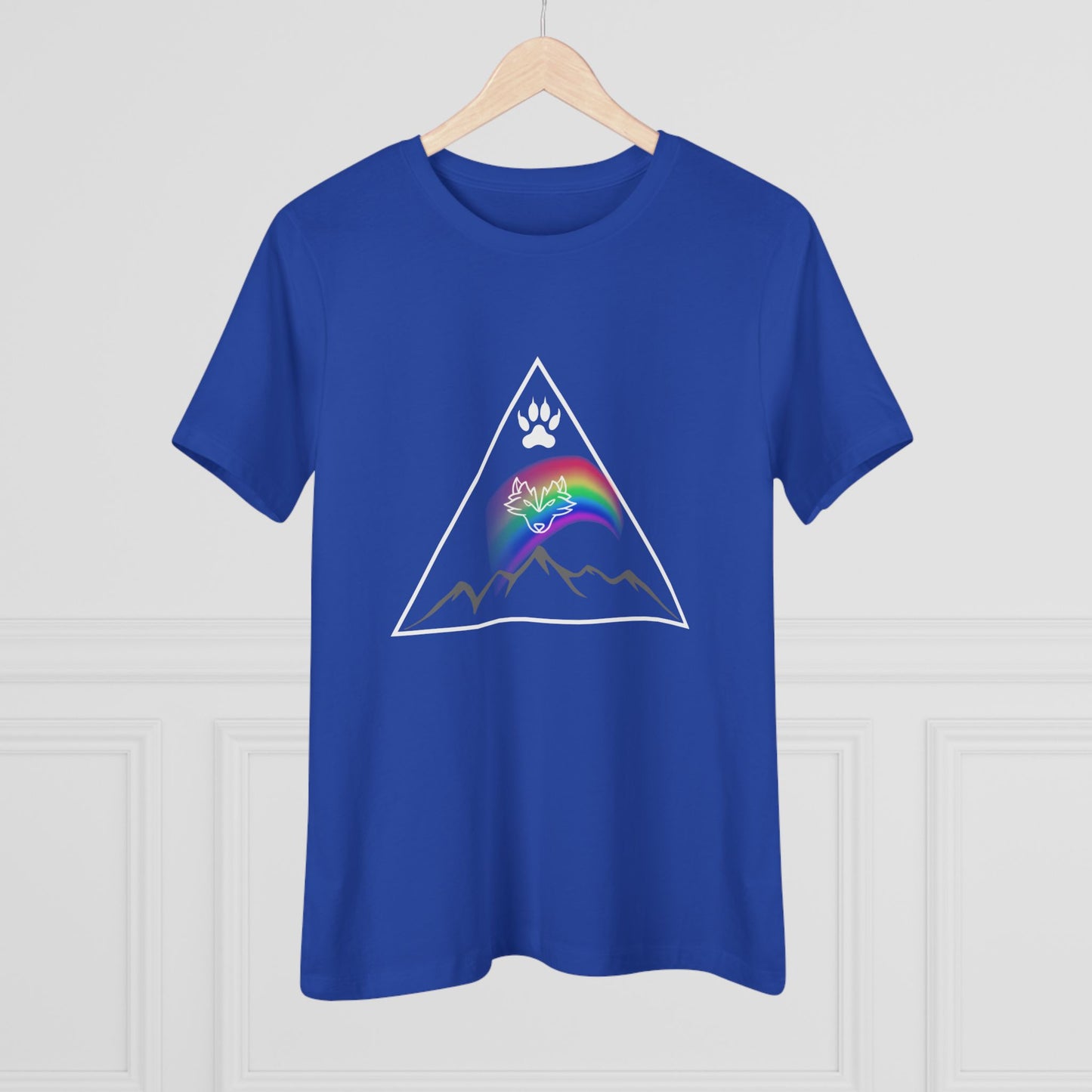 Mountain Rainbow Wolf Women's Cotton Tee