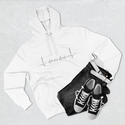 Heartbeat Adventure Awaits Fleece Hoodie - Perfect for Outdoor Adventures, Gifts for Nature Lovers, Casual Wear, Winter Wardrobe
