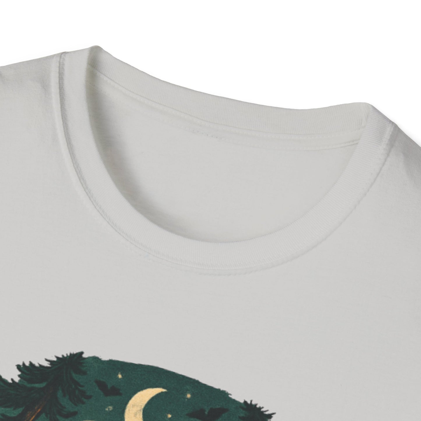 Adventure After Dark Unisex Softstyle T-Shirt | Halloween Shirt, Cozy Tee, Ghost Campfire Shirt, Spooky Vibe, Fun Fall Apparel