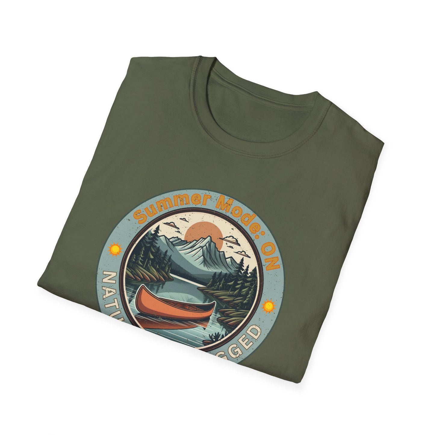 Summer Mode On, Nature Unplugged Unisex Softstyle T-Shirt