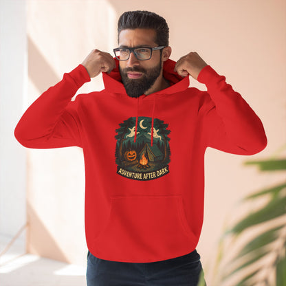Halloween Adventure Fleece Hoodie, Cozy Fall Sweater, Ghost Campfire Pullover, Spooky Hoodie Gift, Outdoor Halloween Apparel