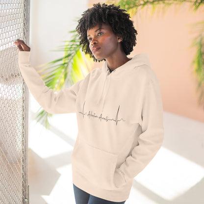 Heartbeat Adventure Awaits Fleece Hoodie - Perfect for Outdoor Adventures, Gifts for Nature Lovers, Casual Wear, Winter Wardrobe