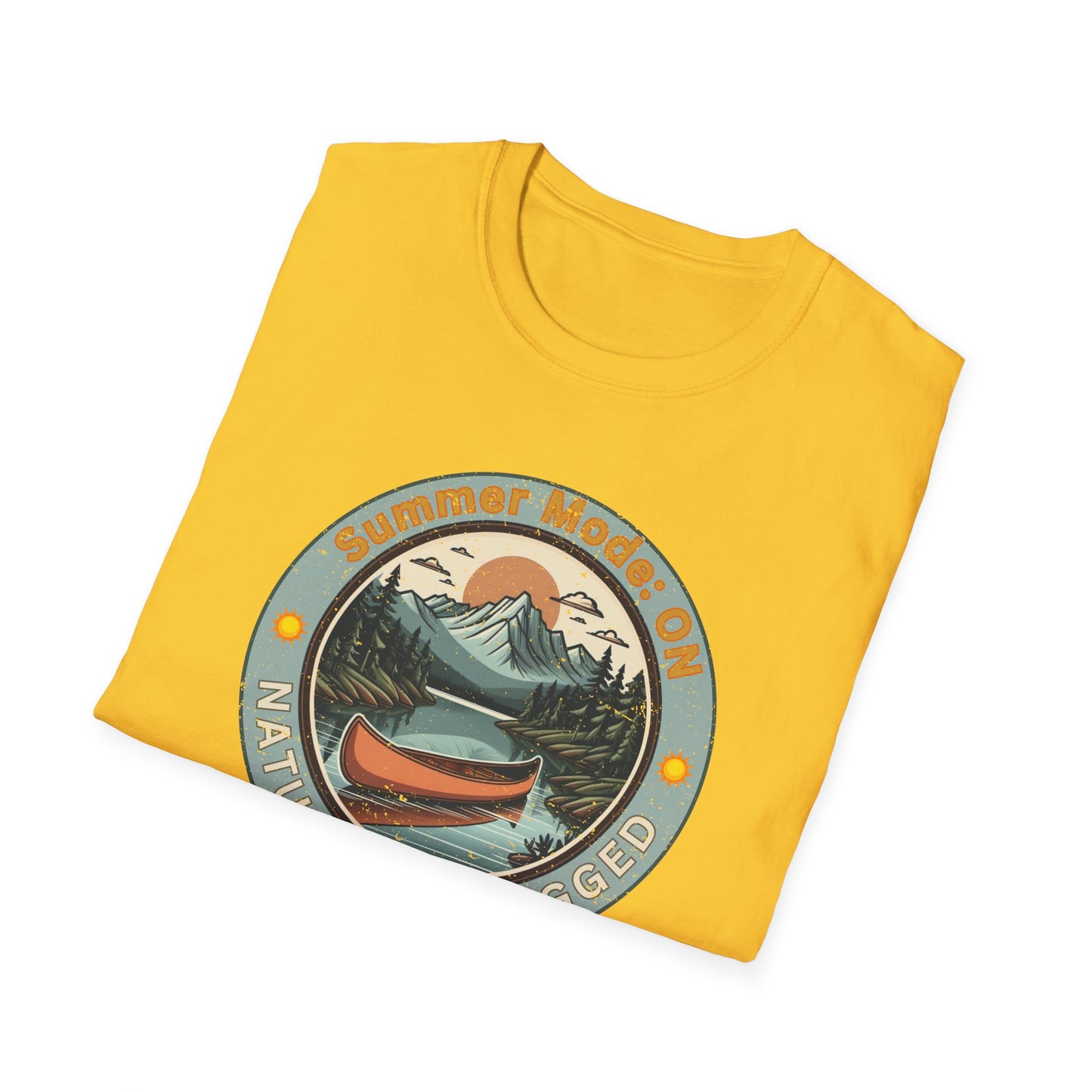 Summer Mode On, Nature Unplugged Unisex Softstyle T-Shirt