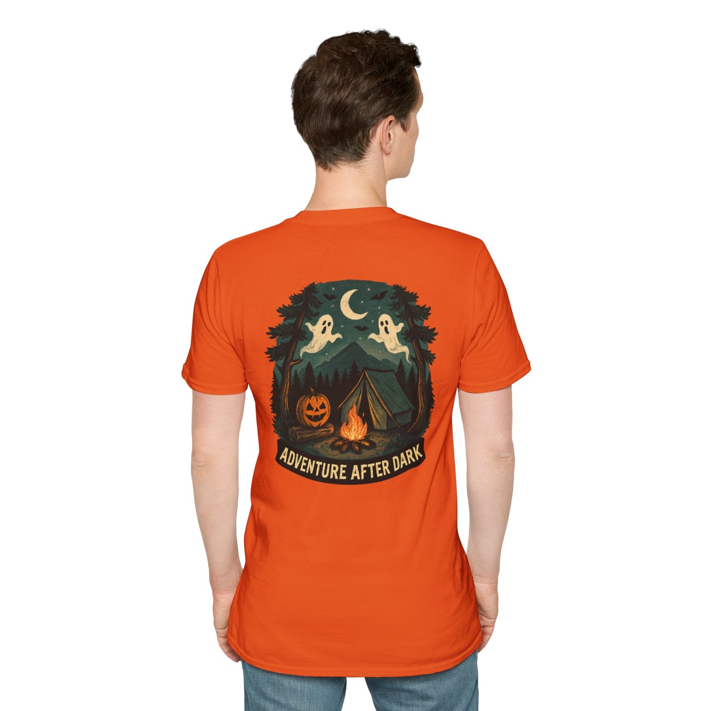 Halloween Adventure T-Shirt, Unisex Softstyle Tee, Spooky Campfire Shirt, Ghosts & Halloween Vibe, Perfect for Fall Celebrations, [...]