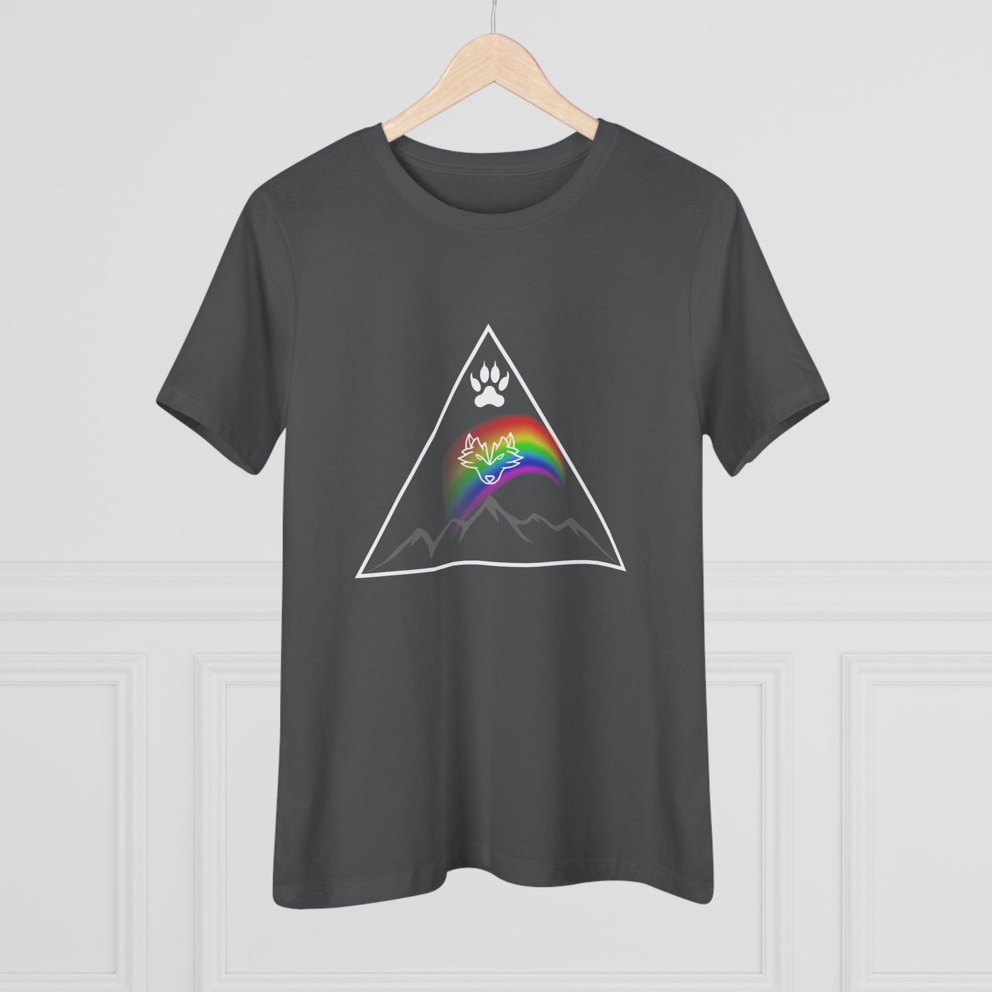 Mountain Rainbow Wolf Women's Cotton Tee
