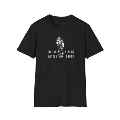 Hiking Unisex Softstyle T-Shirt: Life is Better with Hiking Boots