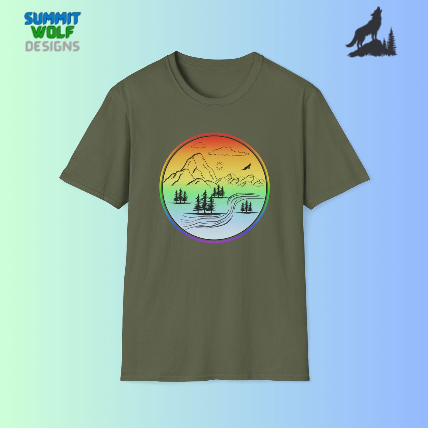 Colour Mountain Scene Unisex Softstyle T-Shirt