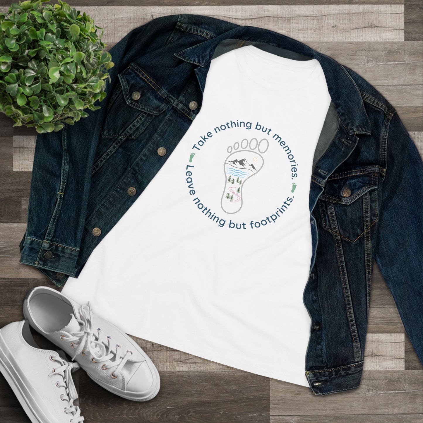 Womens Cotton Tee - Take Memories Leave Footprints