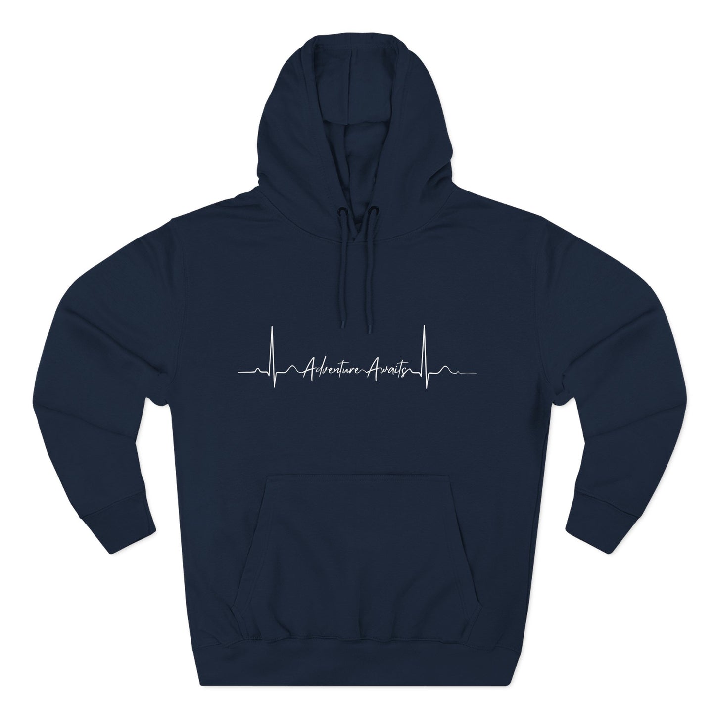 Heartbeat Adventure Awaits Fleece Hoodie - Perfect for Outdoor Adventures, Gifts for Nature Lovers, Casual Wear, Winter Wardrobe