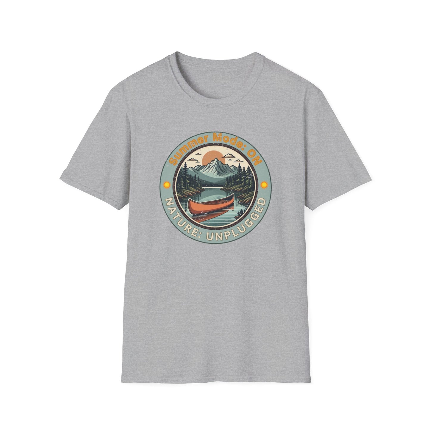 Summer Mode On, Nature Unplugged Unisex Softstyle T-Shirt