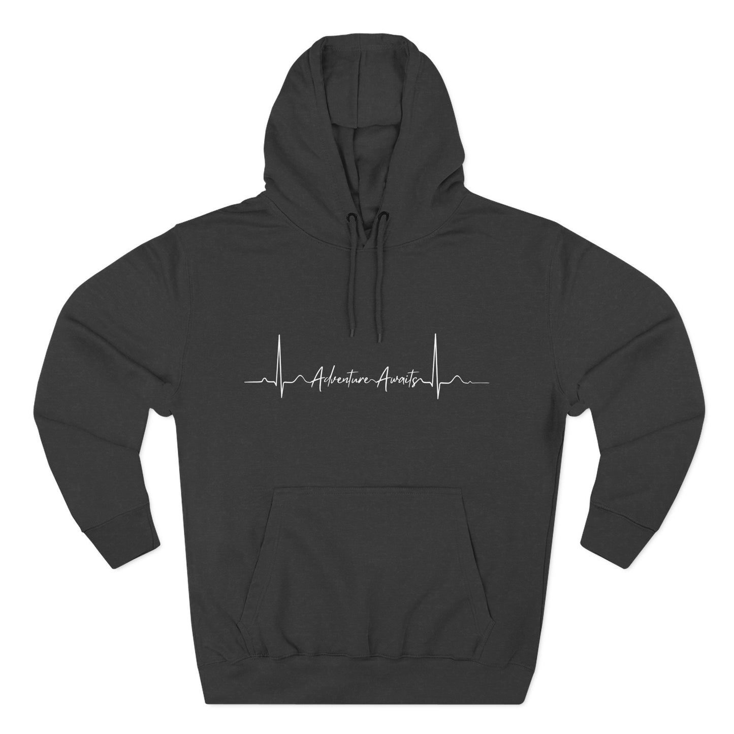 Heartbeat Adventure Awaits Fleece Hoodie - Perfect for Outdoor Adventures, Gifts for Nature Lovers, Casual Wear, Winter Wardrobe