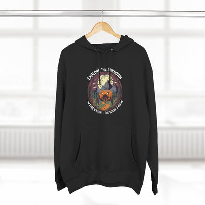Nature's Haunt Halloween Fleece Hoodie, Cozy Sweatshirt, Adventure Apparel, Gift for Explorers, Unisex Hoodie