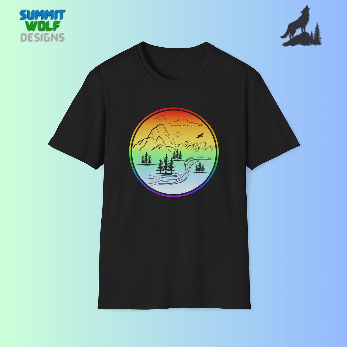 Colour Mountain Scene Unisex Softstyle T-Shirt