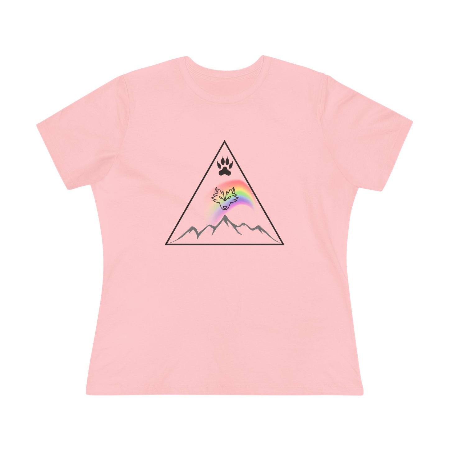Mountain Rainbow Wolf Women's Cotton Tee