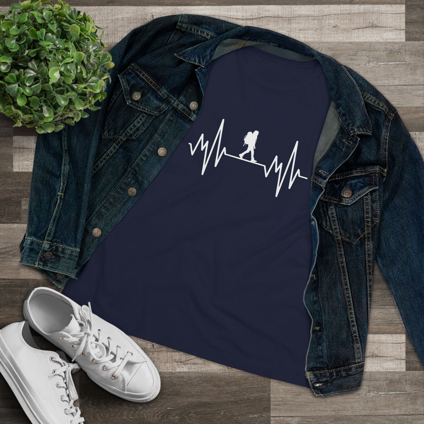 Hiker Mountain Heartbeat Women's Cotton T-shirt