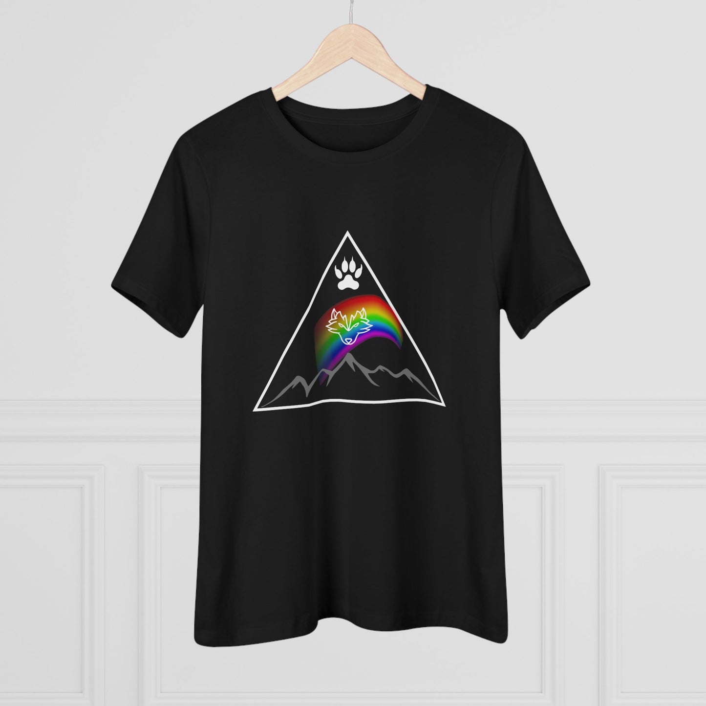 Mountain Rainbow Wolf Women's Cotton Tee