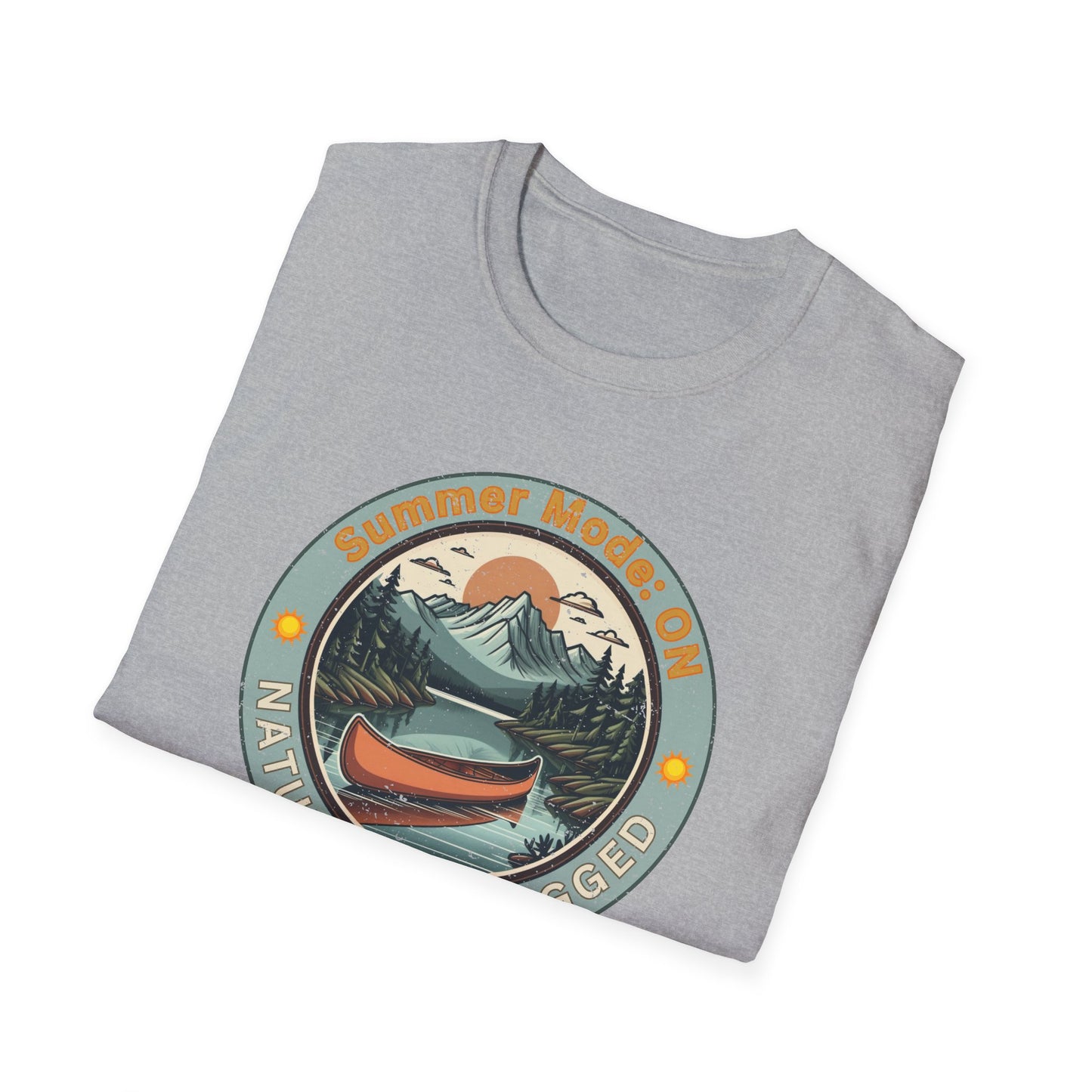 Summer Mode On, Nature Unplugged Unisex Softstyle T-Shirt